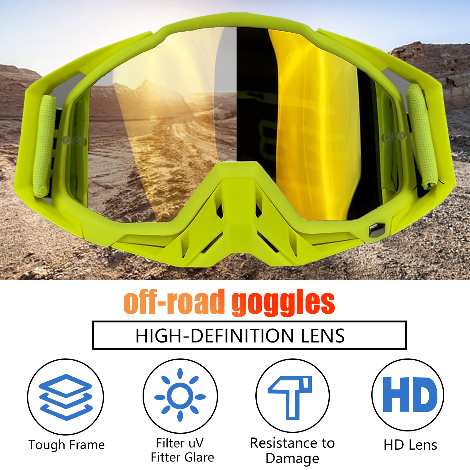NAFEIB Motocross Glasses Motorcycle Sunglasses Man Windproof Protection Skiing Cycling Racing Off-Road Goggles Tear-off Film