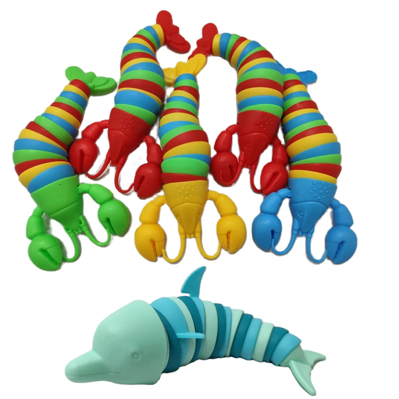 สีสัน Slug lobsterToy ข้อต่อยืดหยุ่น 3D Slug Fidget ของเล่นทุกวัยบรรเทา Anti-ความวิตกกังวล Sensory ของเล่นเด็ก