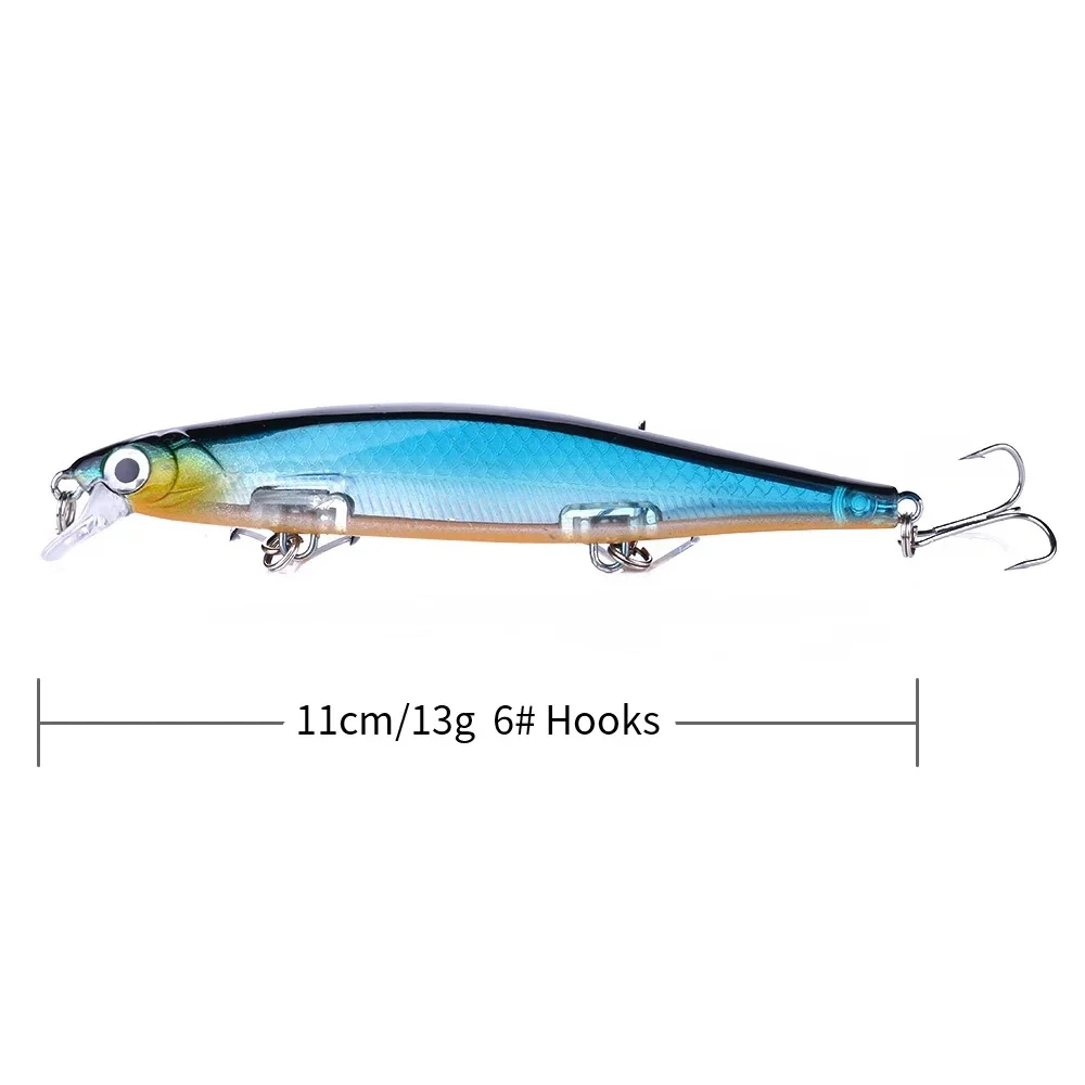 1pc minnow isca de pesca laser duro artificial isca 3d olhos 11cm 13g wobblers carpa equipamento de pesca afundando lento jerkbait