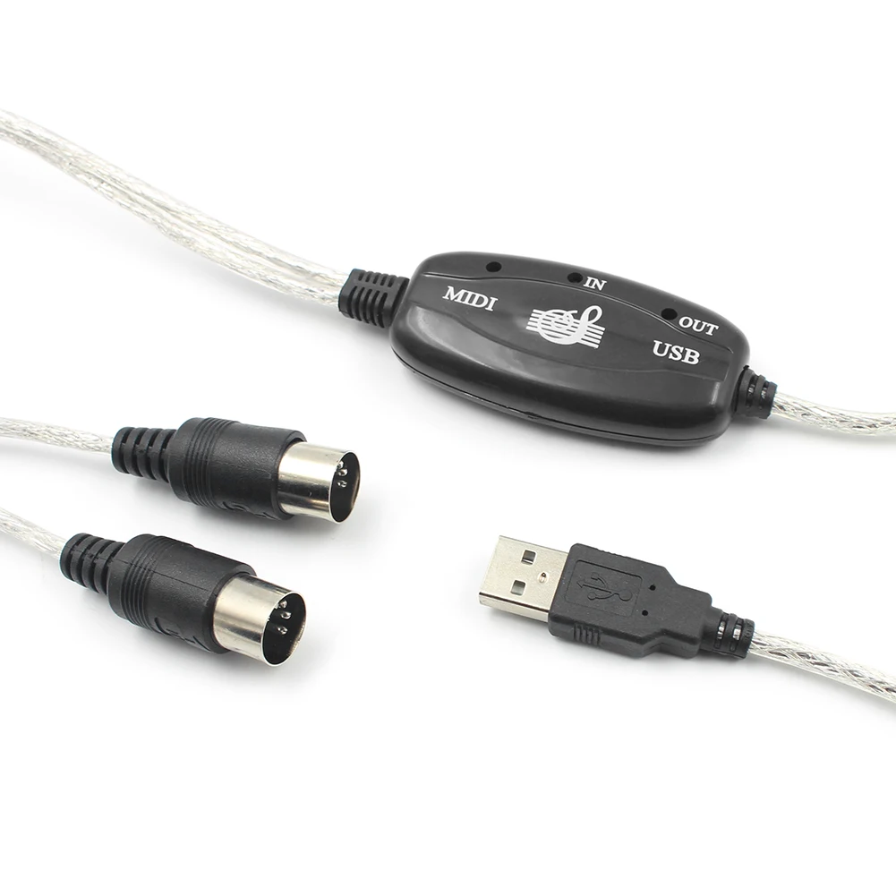 USB IN-OUT MIDI ชุดสายเคเบิลอะแดปเตอร์คีย์บอร์ดสายแปลง PC to Music อิเล็กทรอนิกส์น้ําหนักเบาแบบพกพาองค์ประกอบเพลง