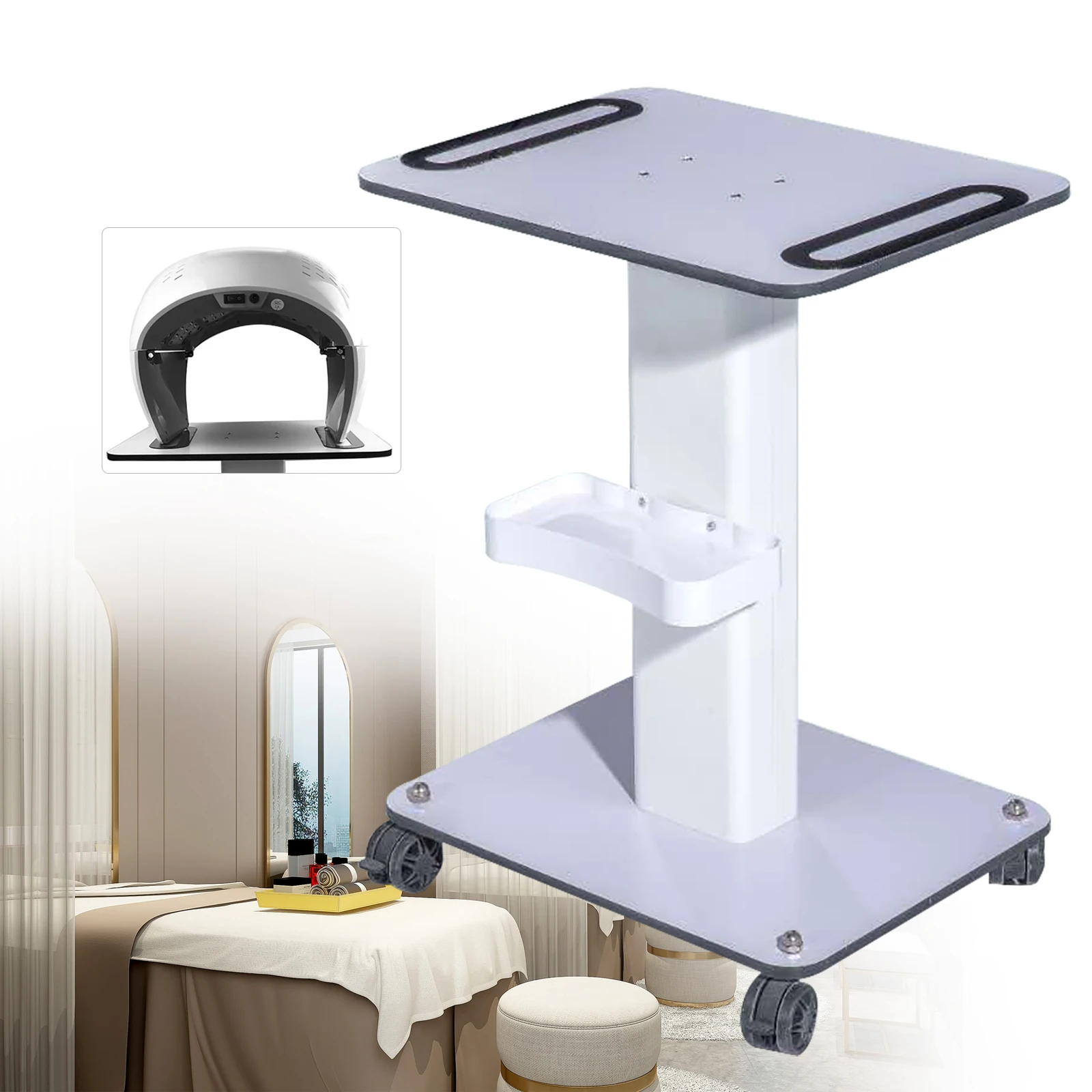 Carrello portaoggetti per carrello da tavolo grande per attrezzature SPA di bellezza, organizer per macchine da salone con rotelle