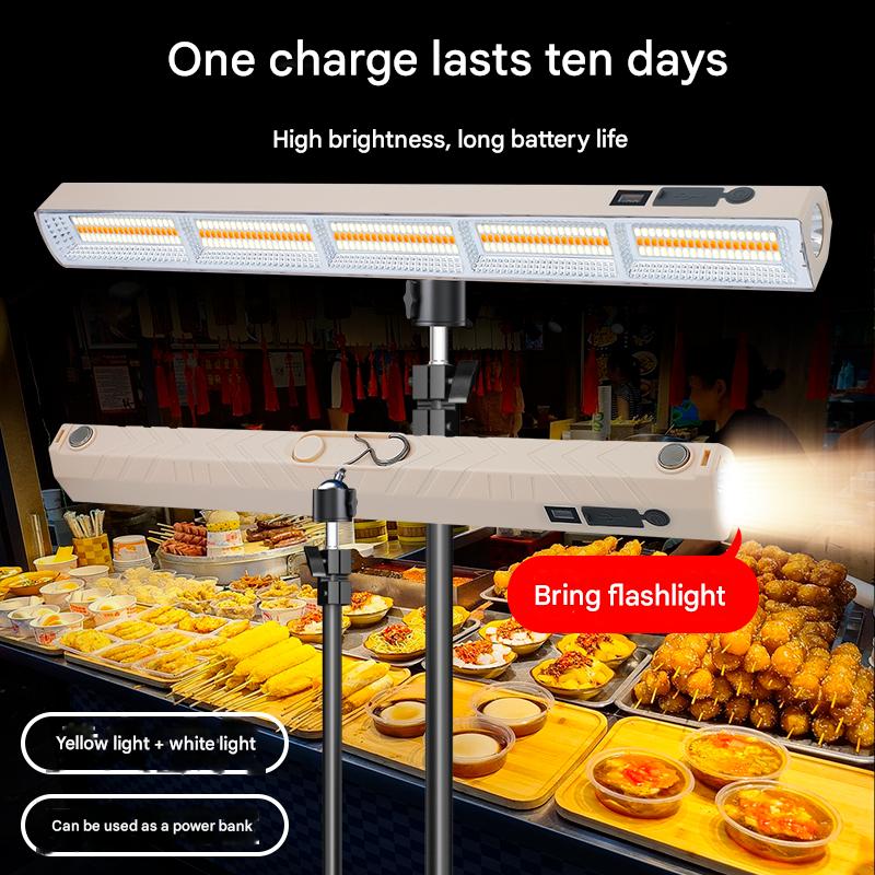 Luz de camping recargable impermeable IP66 de 8800 mAh y 42 cm de largo, 3 colores + gancho estroboscópico y magnético, tiempo de ejecución durante todo la noche para exteriores/E