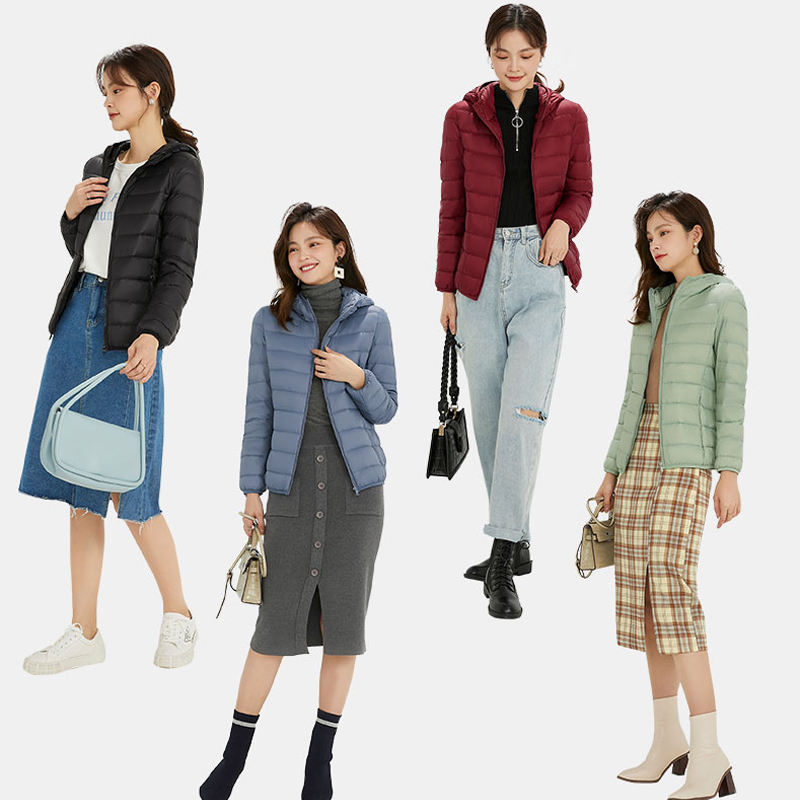ผู้หญิงฤดูหนาว Hooded PUFFER แจ็คเก็ต ULTRA LIGHT Down JACKET WARM Coat Parka หญิงแบบพกพา Outwear Windbreaker เสื้อแจ็คเก็ต Quilted