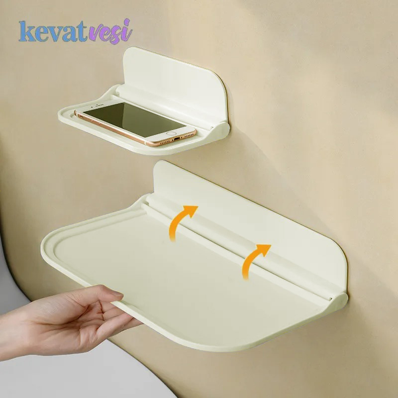 Estante de pared plegable para baño, estante de almacenamiento montado en la pared sin perforaciones, soporte para teléfono, joyería, Control remoto, toalla, estante de almacenamiento de ropa