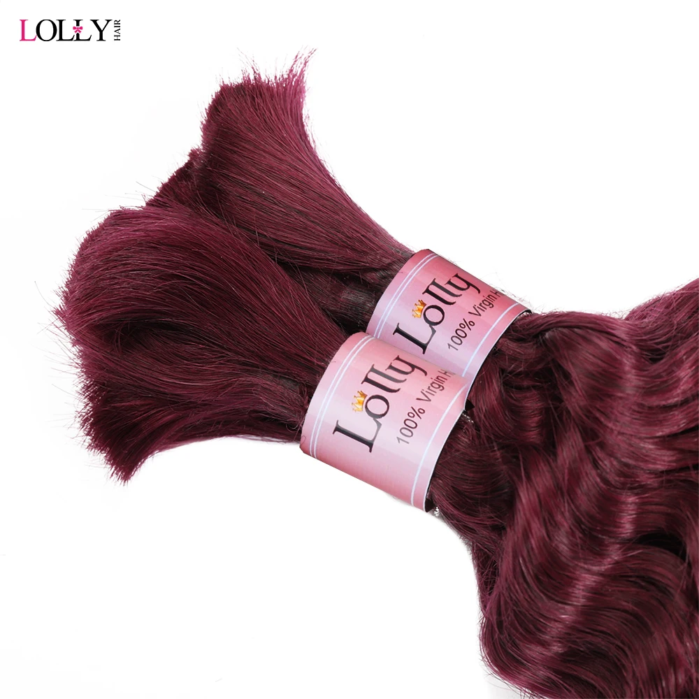 Cabelo humano em massa para trançar, Pacotes de cabelo humano profundo para mulheres, extensões de cabelo, sem trama, Borgonha, 99j, 100g