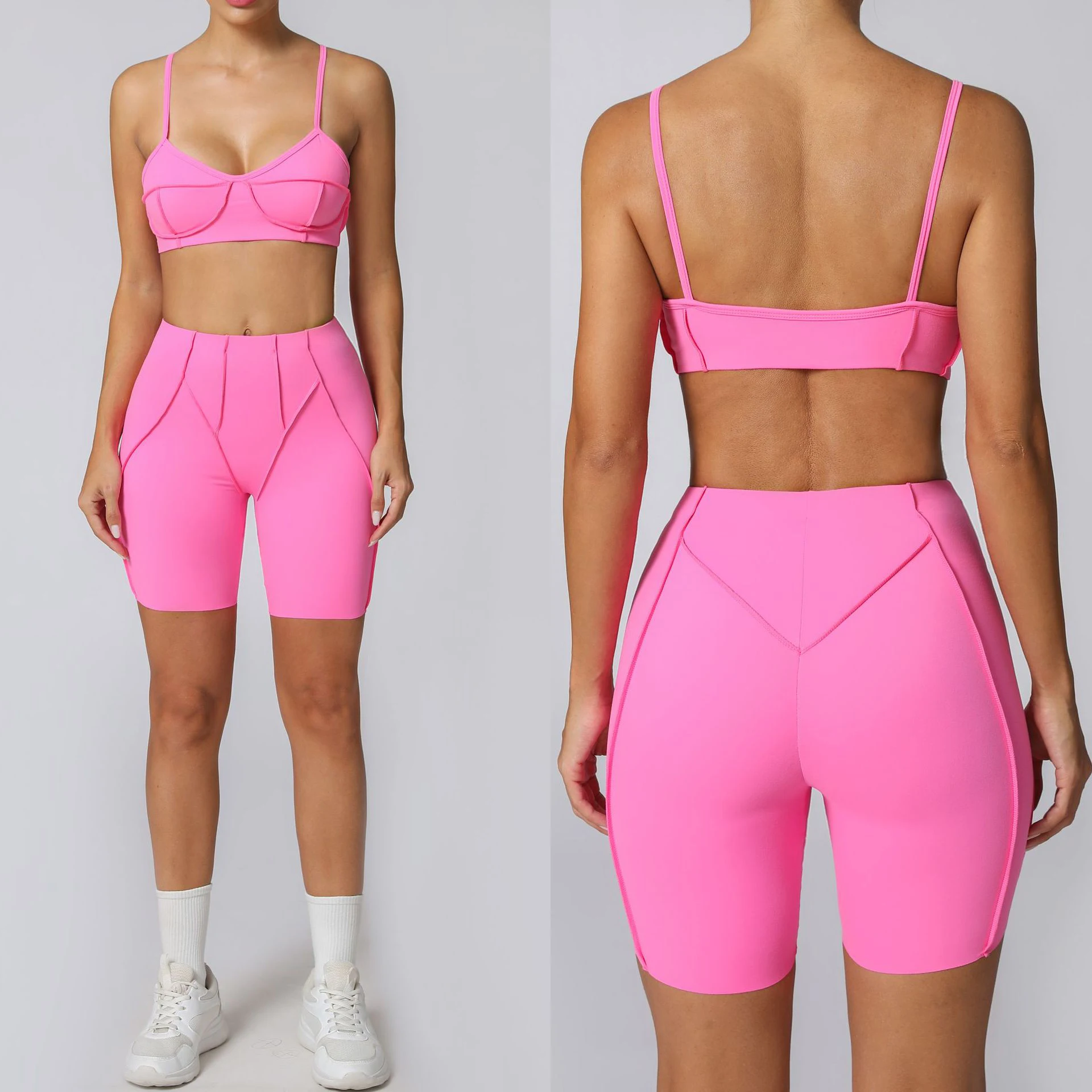 Novo conjunto de yoga feminino treino curto terno atlético ginásio push up legging sutiã de fitness esportes wear ativo wear