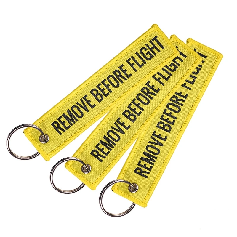 1/2/3Pcs Remove Before Flight Woven Key Chain Special Luggage Label Red Chain Keychains for Aviation Gifts