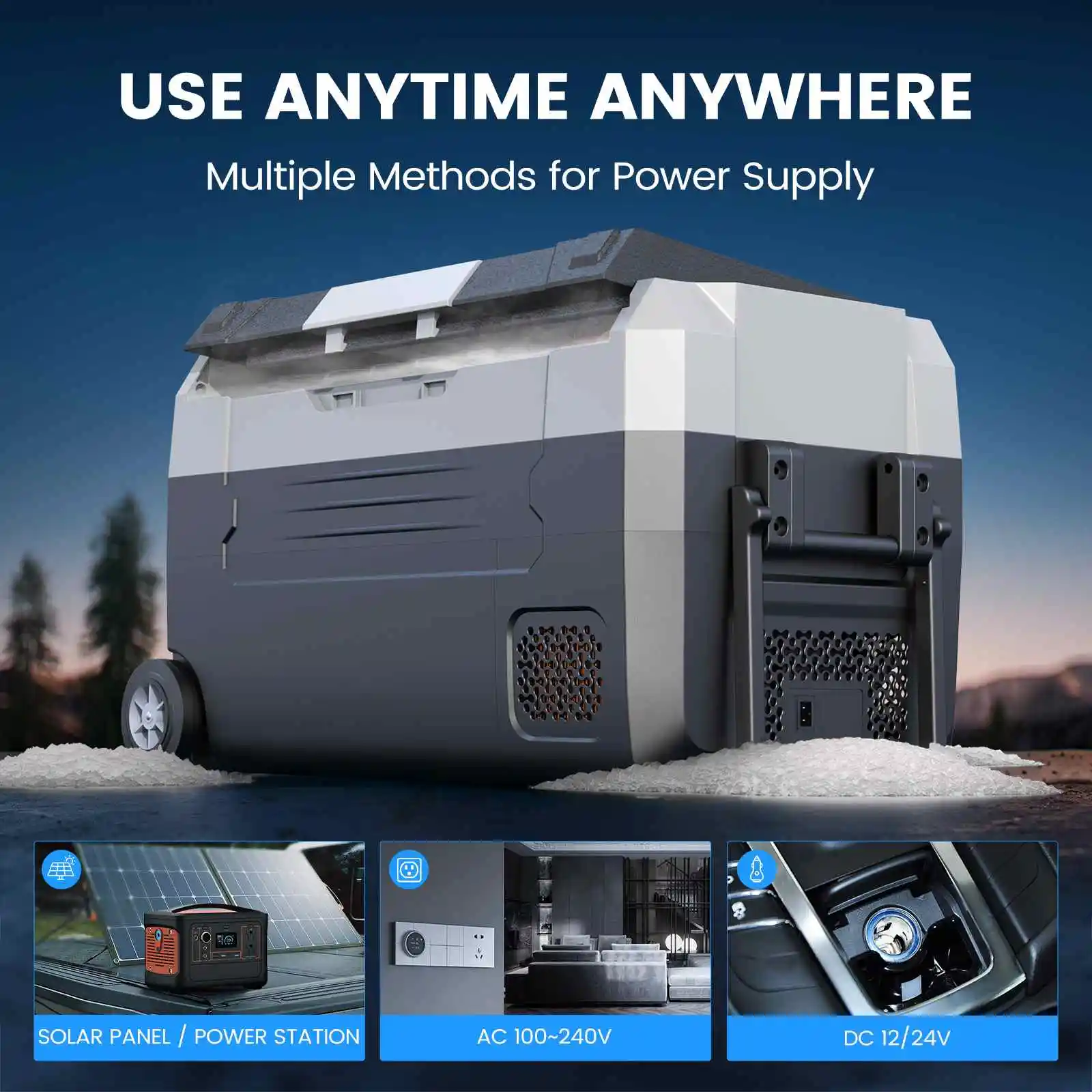 KROAK Frigorifero portatile 35L 45L 55L Doppia zona con ruote e bluetooth 12V/24V 240V Dispositivo di raffreddamento del compressore per auto per viaggi in campeggio