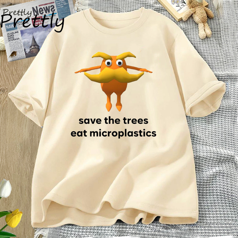 Camiseta divertida Save The Trees Eat Micropltics Meme para mujer y hombre, camiseta de broma Weirdcore, camisetas gráficas de manga corta con cuello redondo de verano