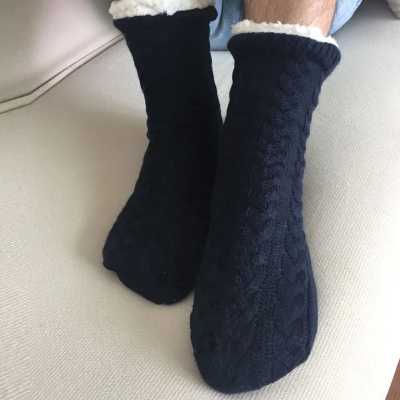 Nam Nhà Tất Giữ Ấm Mùa Đông Ngắn Cotton Dày Plus Nhung Ngủ Mềm Chống Trơn Trượt Tầng Nhiệt Tất Nam Quà Tặng 2023 mới
