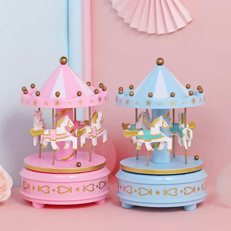 1pc carrossel caixa de música bolo de aniversário decoração casal europeu caixa de música brinquedos presentes decoração para casa