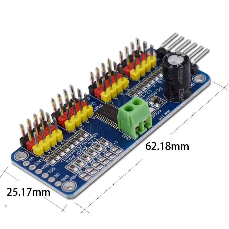 PCA9685PW 16 채널 12비트 PWM 서보 실드 드라이버 I2C 인터페이스 PCA9685 라즈베리 파이용 모듈
