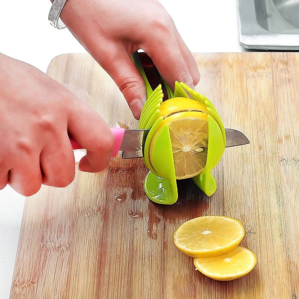 Edelstahl Küche Handheld Orange Zitrone Slicer Tomaten Schneiden Clip Obst Slicer Zwiebel Slicer Küche Artikel Cutter Zubehör