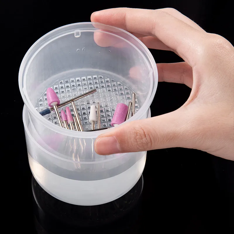 Nagel Bohrer Desinfektion Box Doppel Schicht Filtration Reinigung Box Maniküre Lagerung Fall Nagel Pinsel Reinigung Container