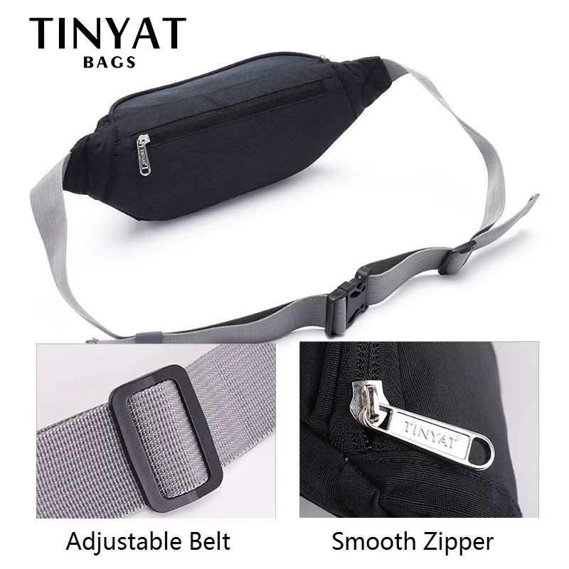 TINYAT เอวกระเป๋าแพ็คสำหรับกระเป๋าเดินทางผู้ชายโทรศัพท์กระเป๋าเข็มขัดผู้หญิงไหล่ Crossbody ผ้าใบกระเป๋ากล้วย Unisex Casual สะโพกกระเป๋า