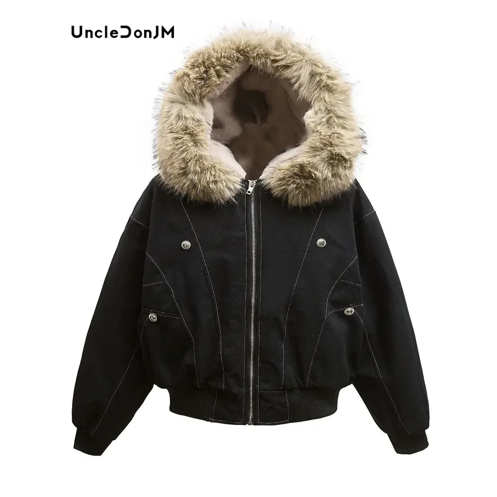 Uncledonjm Pelz Kragen Mit Kapuze Puffer Mantel Harajuku Mode Luxus Marke Streetwear Gepolsterte Jacke Tops Männer Kleidung