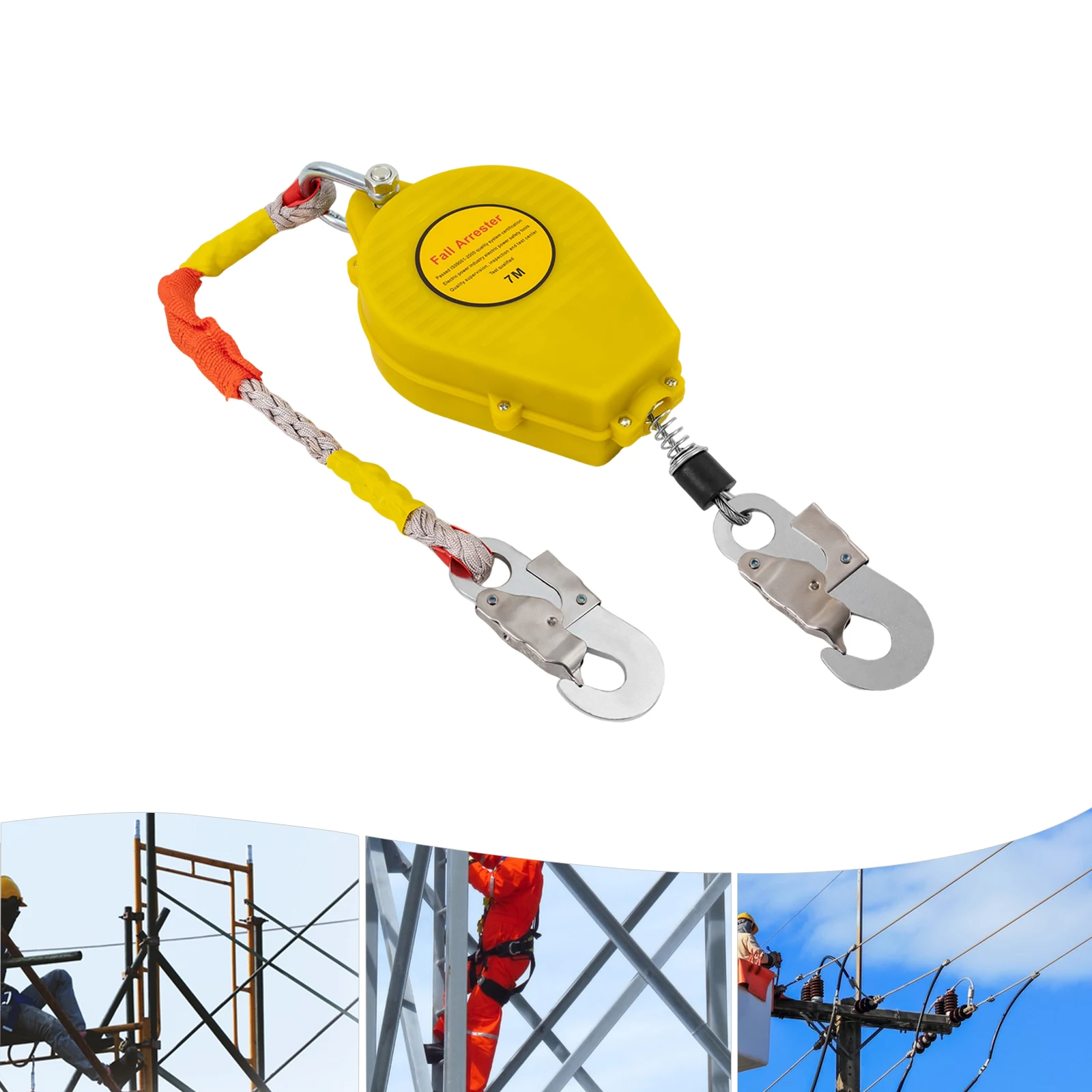 7m Fall Arrestor Tower Crane Self-locking Self Retracting Lifeline Cargo Working Aerial Work Anti Fall Safety Device 100kg