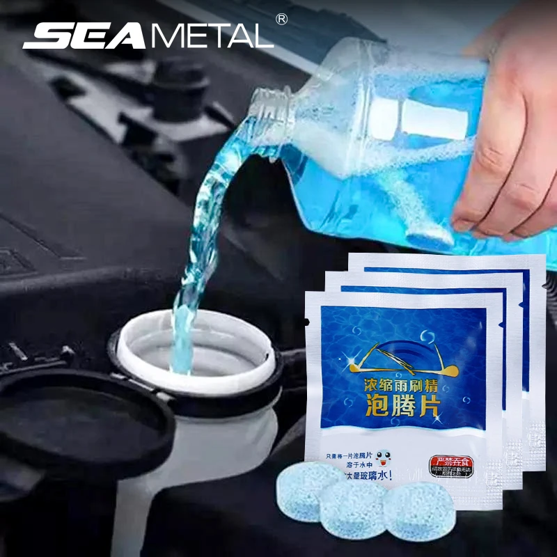 SEAMETAL 20-100PCS Solid Cleaner ทําความสะอาดกระจกรถยนต์ Effervescent Tablet Auto Wiper Glass Solid ทําความสะอาดเข้มข้นเม็ด