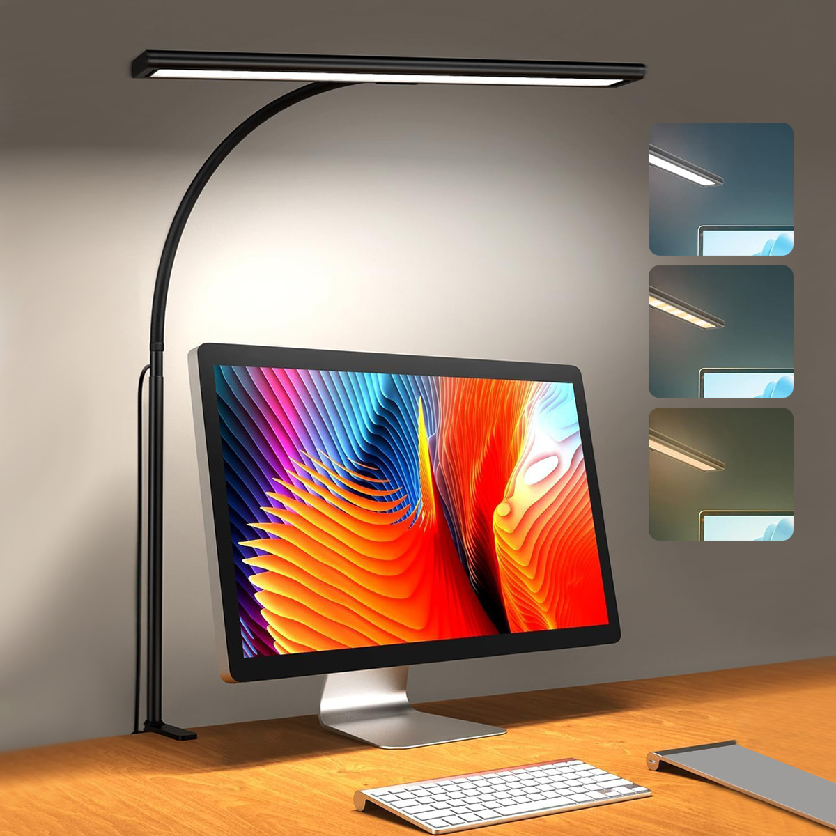 Lâmpada de mesa led para casa de escritório, lâmpada de luz de mesa para cuidar dos olhos com escurecimento contínuo ajustável flexível pescoço de ganso luz ajustável