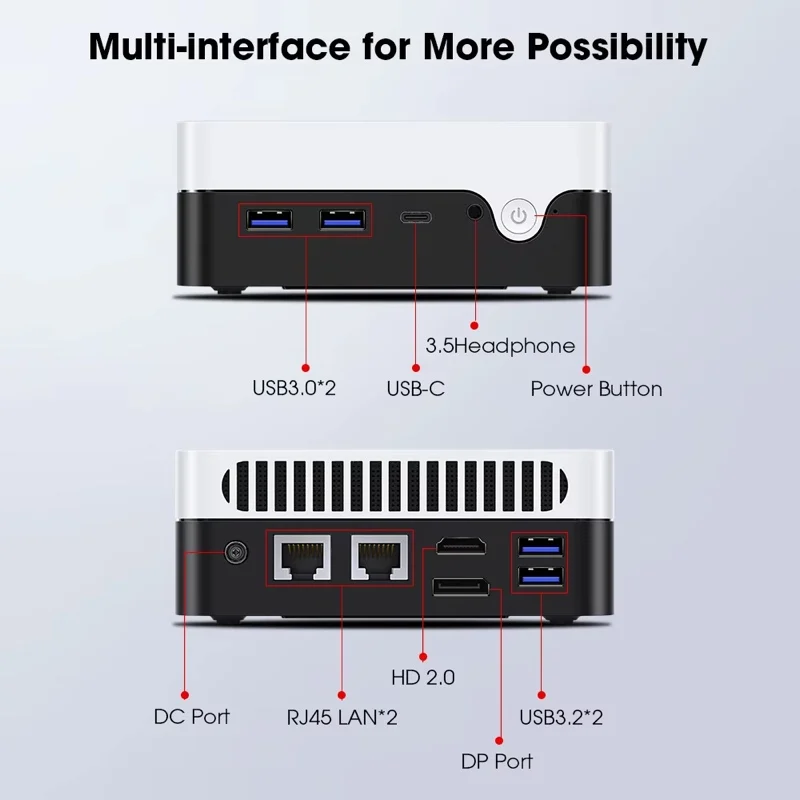 CHUWI LarkBox X Mini PC Intel N100 Gaming PC UHD Graphics dla procesorów Intel 12 generacji 12 GB RAM 512 GB SSD WiFi 6 Komputer stacjonarny