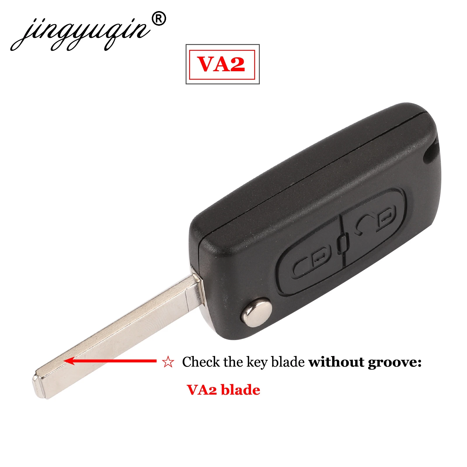 jingyuqin CE0523 CE0536 Etui na kluczyk zdalnego sterowania do Peugeot 107 207 307 307S 308 407 607 807 Fob HU83/VA2 Blade 2 Buttons