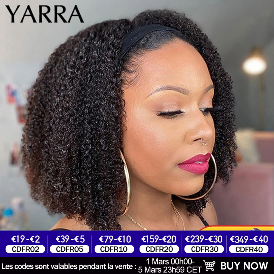 YARRA-Perruque Brésilienne Naturelle Remy, Cheveux Crépus Bouclés, Afro, Fait à la Machine, Densité 180%, pour Femme Noire