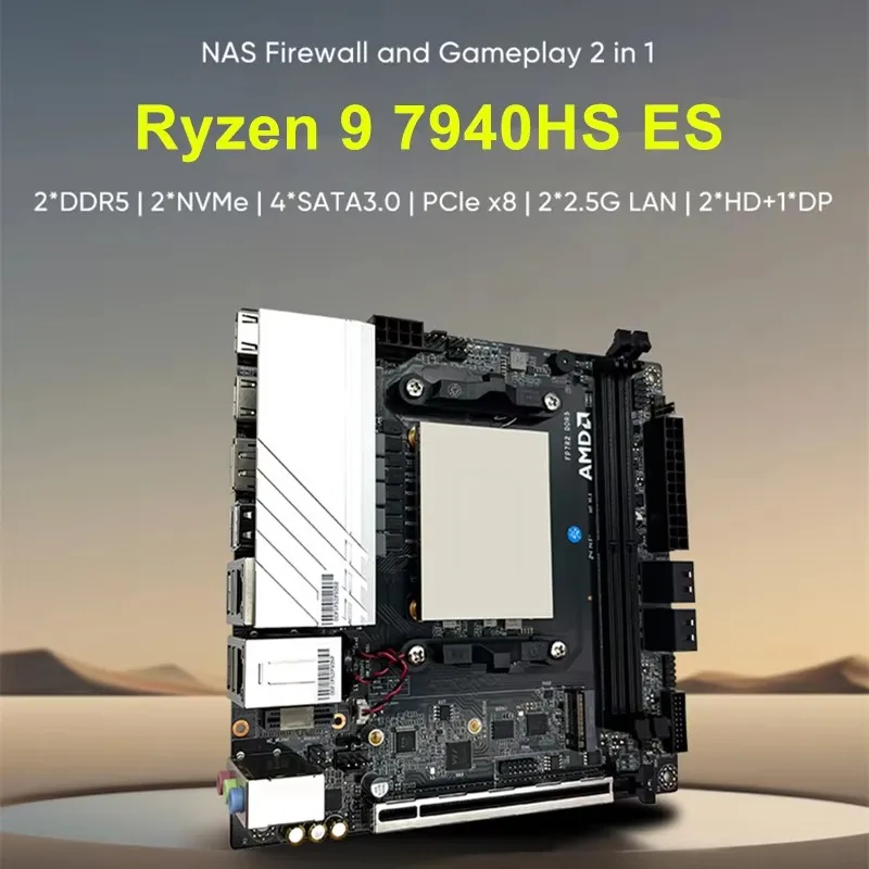 Płyta główna Topton N17 Gaming AMD Ryzen 9 7940HS ES 8945HS ES 2xNVMe 4xSATA PCIEx8 2xDDR5 2x2.5G LAN Firewall NAS ITX