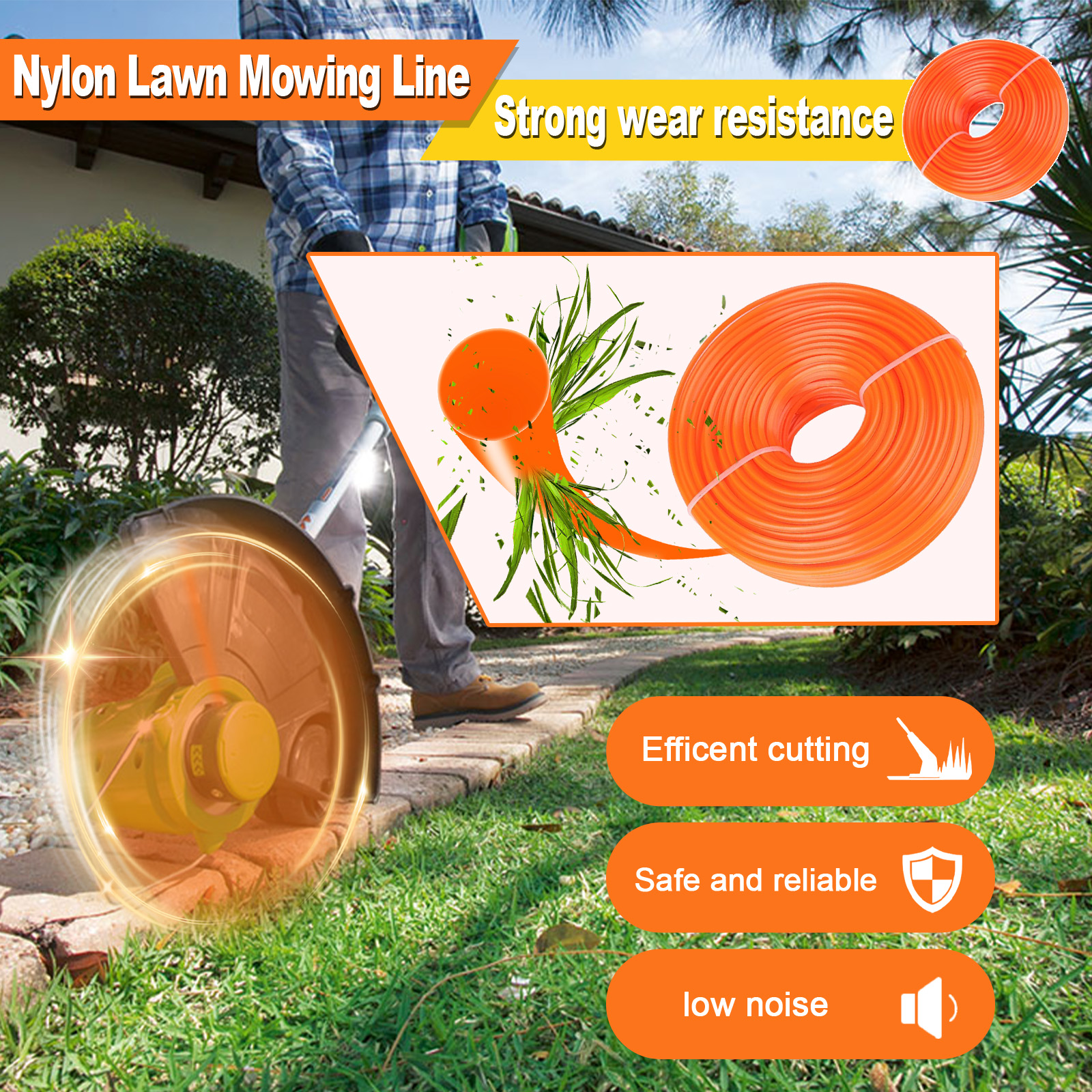 1.6mm ~ 3mm * 15M Rotonda Nylon Trimmer Linea Spazzola Taglio Erba Erba Corda Strimmer Strumento Accessori Rasaerba Filo