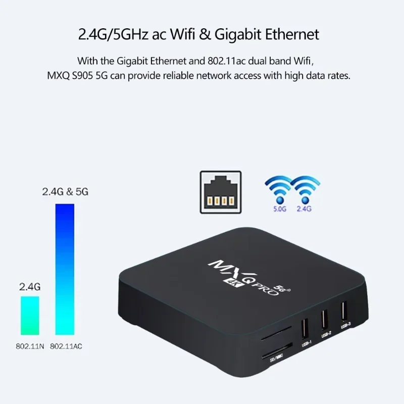MXQ PRO TV BOX Android S905L 2.4G&5G WiFi Original Quad Core Youtube Media Player Mxq Pro 4K Set Top Box IPTV Netflix YouTube