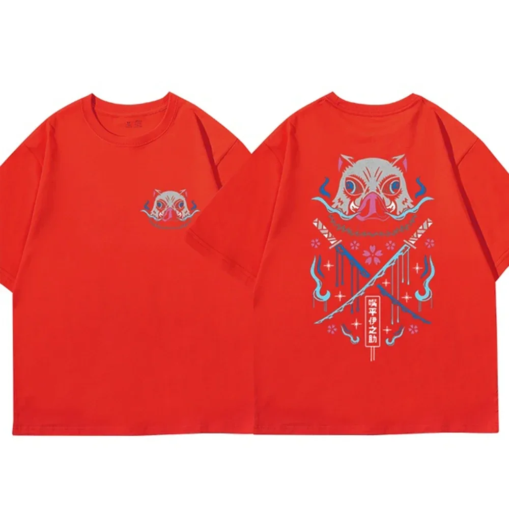 夏のメンズアニメデーモンスレイヤープリント Tシャツ綿 100% 日本アニメ獣フィットネストップ高品質カジュアルストリート