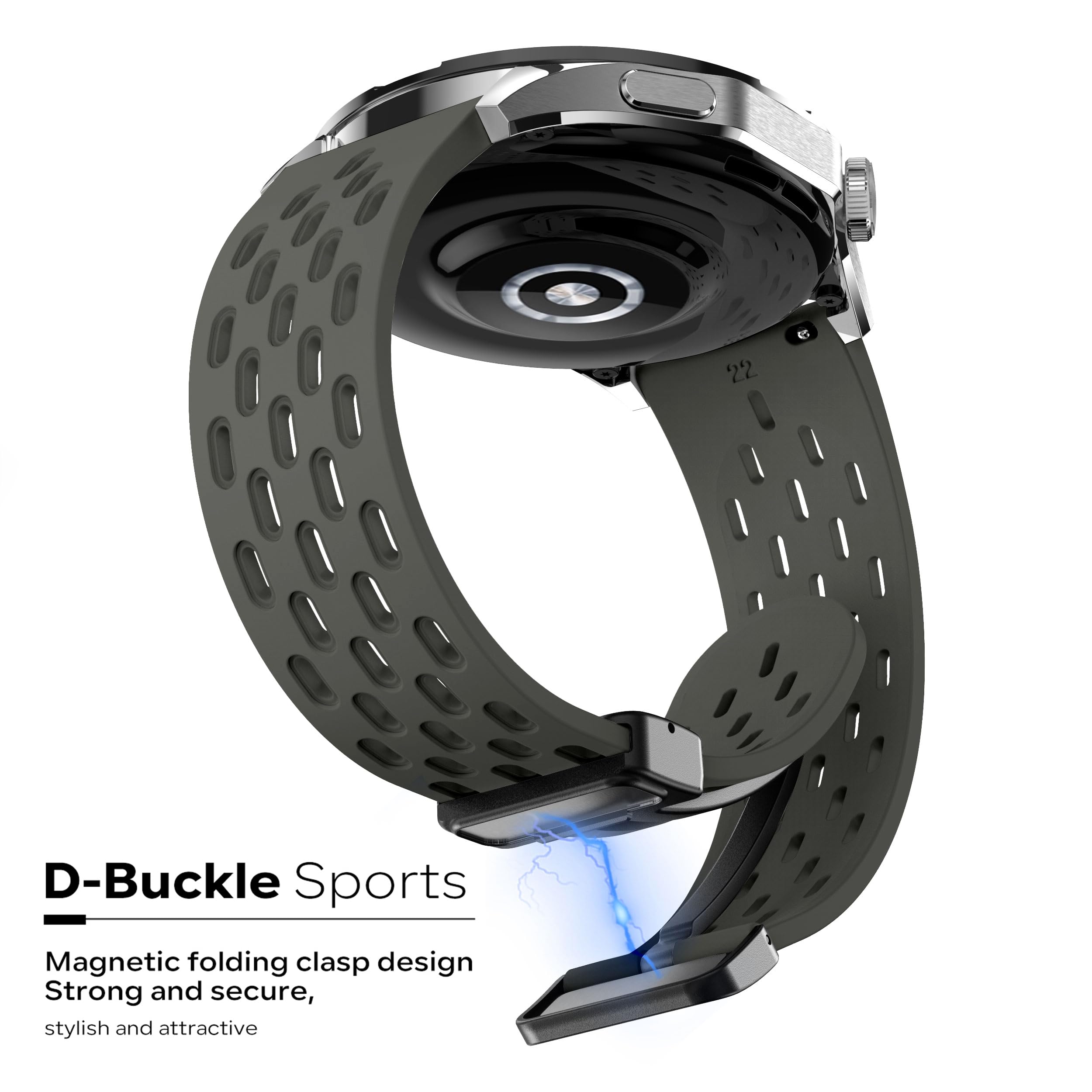22mm/20mm Silicone Strap For Samsung Galaxy Watch 4/5/6 40mm 44mm Bracelet For HUAWEI GT2 GT3 Pro Magnetic Buckle Watchband