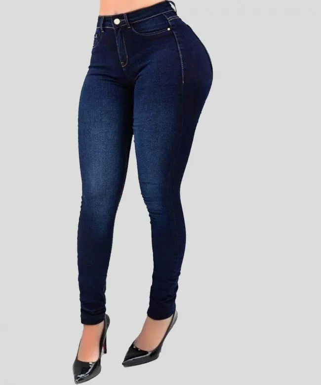 Damskie jeansy w czystym kolorze jeansy z wysokim stanem street play pielęgnują swoją moralność spodnie modelujące sylwetkę z jeansami z wysokim stanem