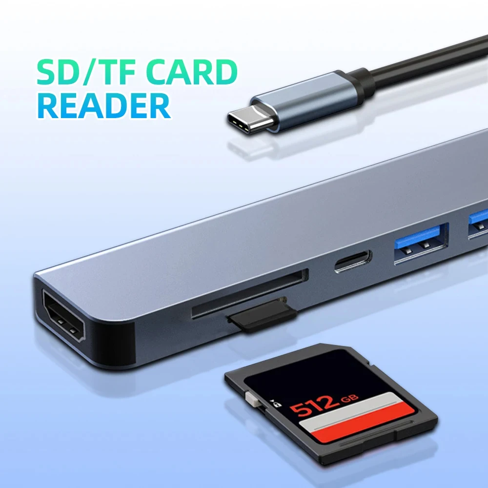 USB C Hub 3.0 4K HDMI-compatibele USB C-adapter met Type C PD SD TF-kaartlezer voor MacBook pro Air M1 iPad Laptop Expander