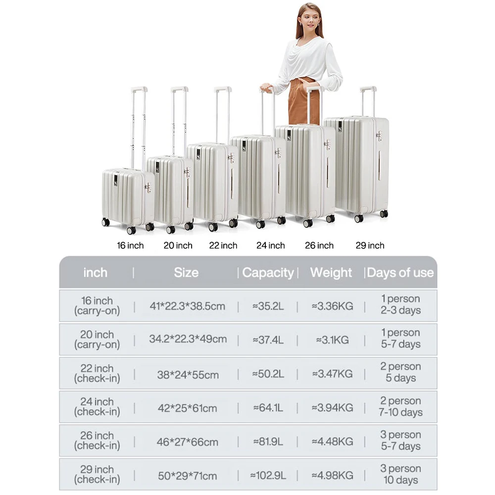 ที่ดีที่สุด Spinner กระเป๋าเดินทาง PC รถเข็นกระเป๋าเดินทาง Rolling Wheel Carry-On Boarding ผู้ชายผู้หญิงกระเป๋าเดินทางการเดินทาง H80002