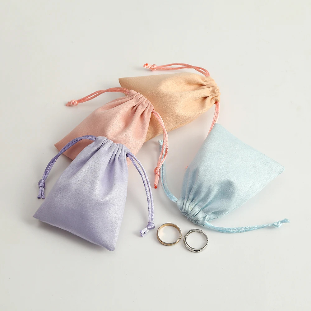 5Pcs Flannel Suede Jewelry Gift Packaging Bag Drawstring Rings Earrings Bracelet Pendant Storage Pouch Wedding Favors Gift Sack