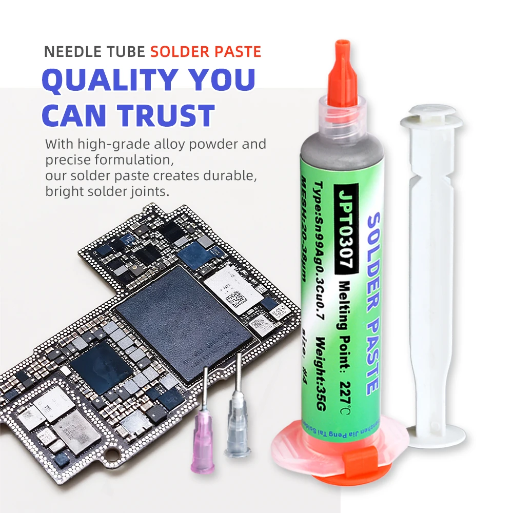 ตะกั่วฟรีอุณหภูมิสูง Solder Paste Sn99 Ag0.3 Cu0.7 เข็ม, โทรศัพท์มือถือซ็อกเก็ต USB ซ่อม, LED บัดกรี