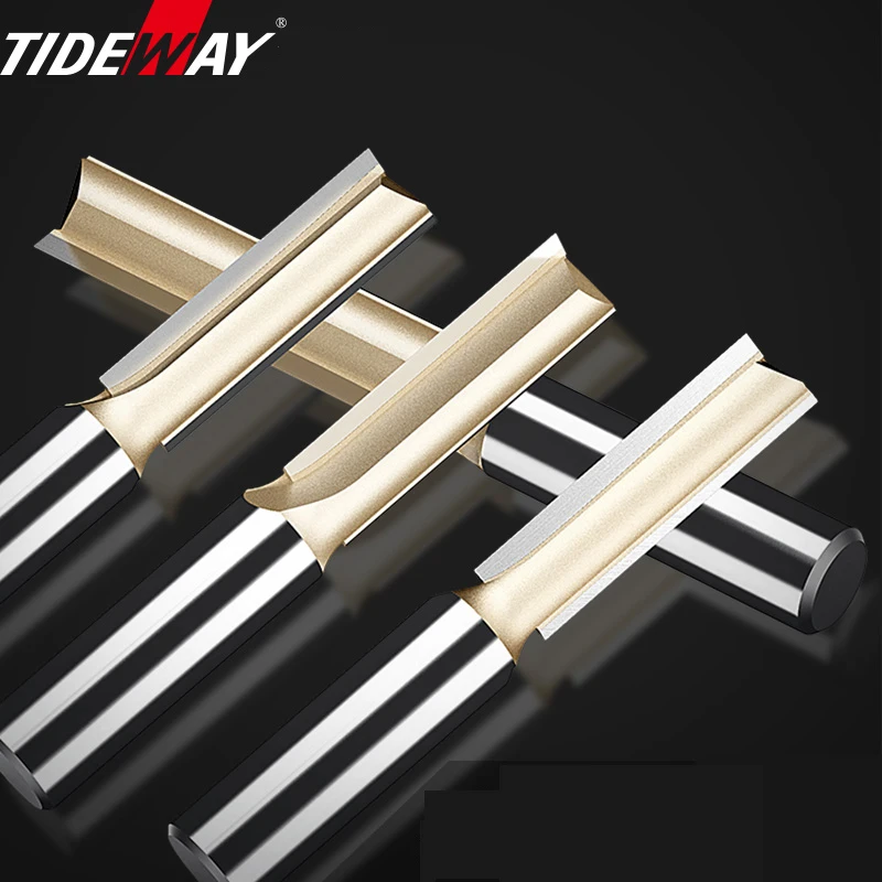 Tideway ตรง Router Bits 1/2 1/4 Shank ขลุ่ยคู่ Plunge เครื่องตัดคาร์ไบด์ Tipped ตัดไม้ Slotting เครื่องมือ