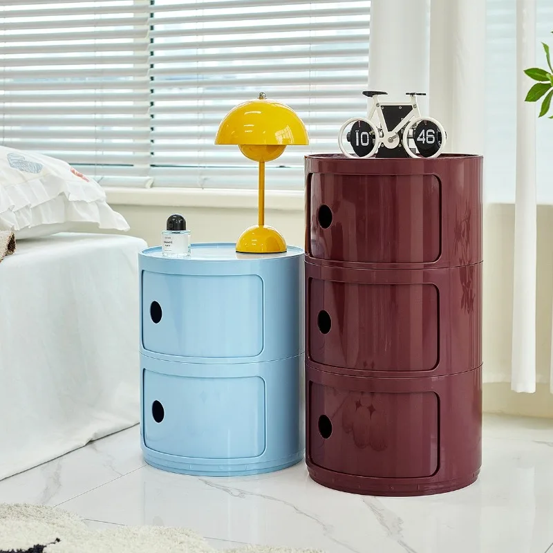 Nordic Round Simple Nightstands Plastic Bedroom Bedside Cabinets Creative Mini Small Night Stand Table De Chevet Home Furniture