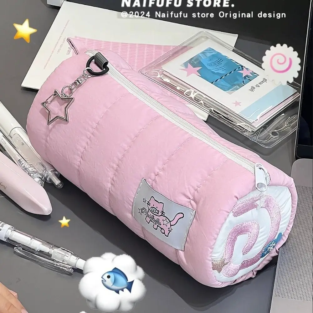 INS Borsa per penne rosa di grande capacità Astuccio creativo morbido al tatto Organizzatore di stoccaggio di cancelleria Regalo creativo per studenti