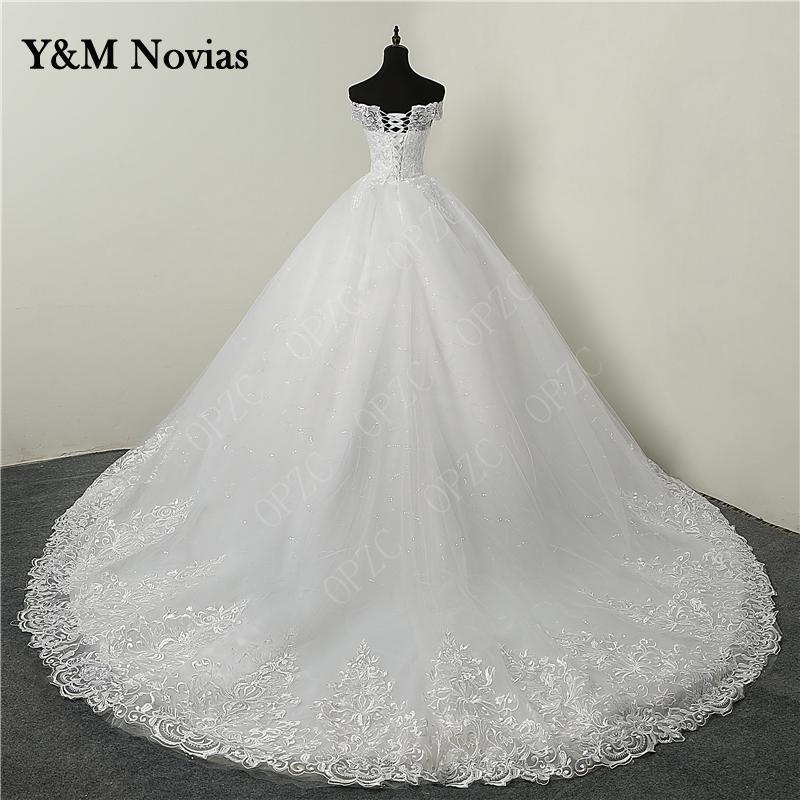 Real Vedio Luxury Lace Applique Plus Size abito da sposa ricamo 2023 New Long Train Sweetheart Bride Gown Vestidos De Noiva