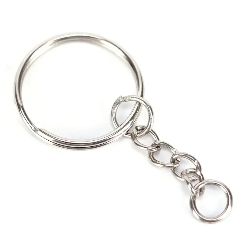 50 porte-clés avec chaînes - Chaînes à boucle de 25 mm de diamètre - Porte-clés en argent avec chaînes de diamètre - 4 chaînes