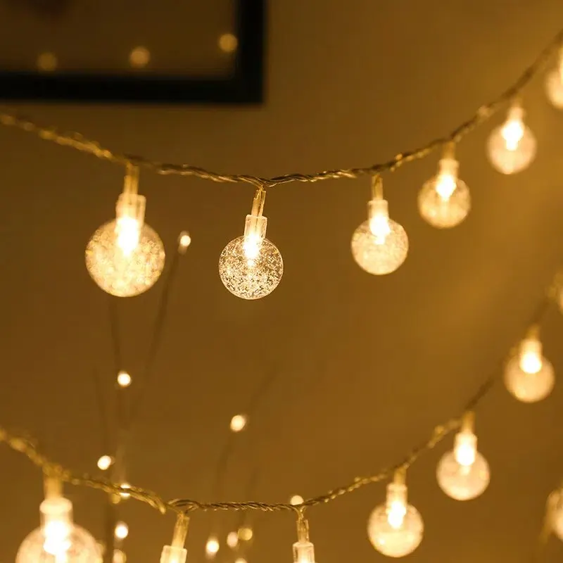ลูกบอลคริสตัล LED ยาว3เมตร, ไฟราว LED 20ดวงสำหรับตั้งแคมป์กลางแจ้งสวนกันน้ำตกแต่งเดือนรอมฎอน