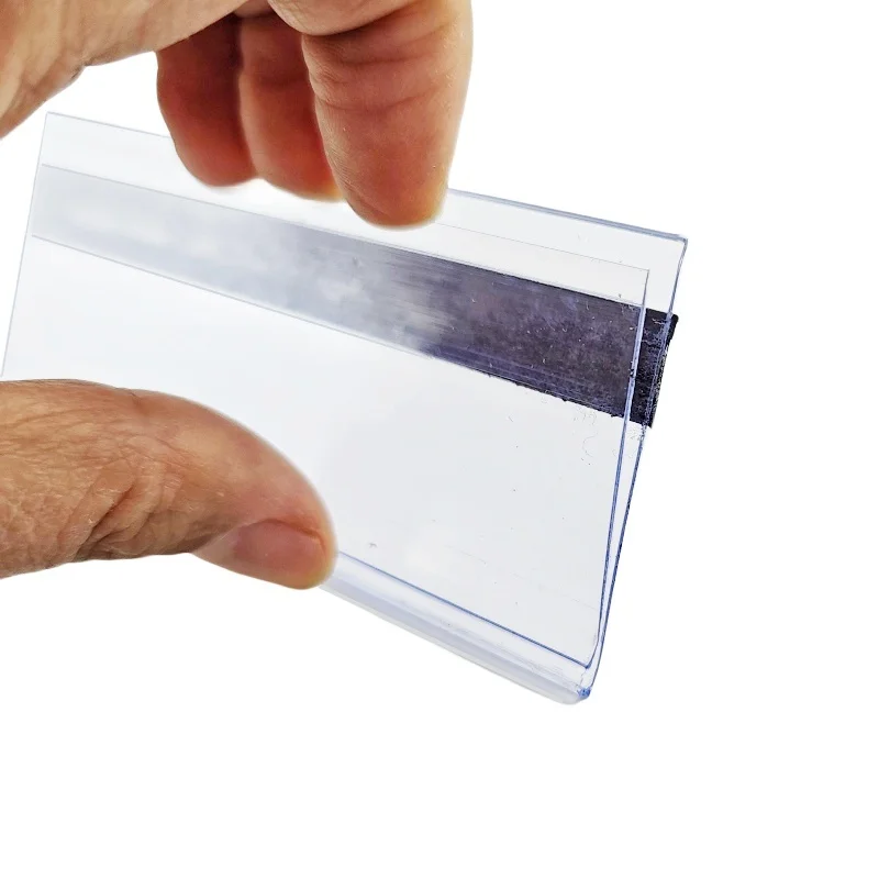 H4.2cm Plastic PVC Shelf Data Strips Clip Holder Merchandise Price Talker Sign Label Display Magnetic Strip on Back 1Pack