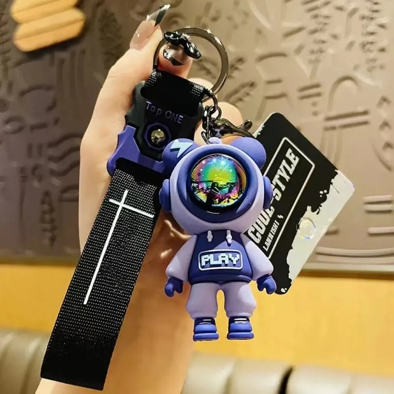 1 pz portachiavi viola creativo cartone animato a forma di orso ciondolo chiave auto zaino ciondolo squisito piccolo regalo fresco e alla moda