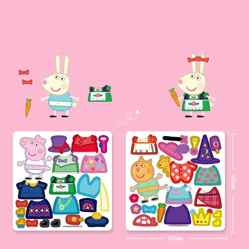 Peppa Pig 자기 조용한 책 컷 무료 3-6 세 어린이 만화 스티커 붙여 넣기 교육 장난감 생일 선물