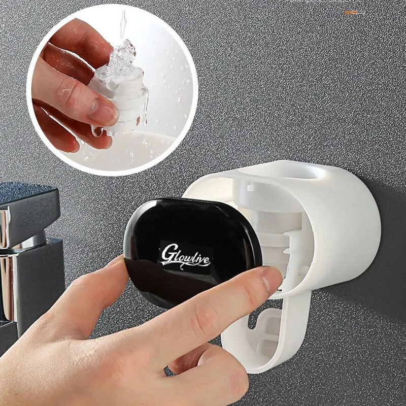 1pc wand montierte automatische Zahnpasta presse und Zahnbürsten halter-bequemes und hygienisches Badezimmer zubehör