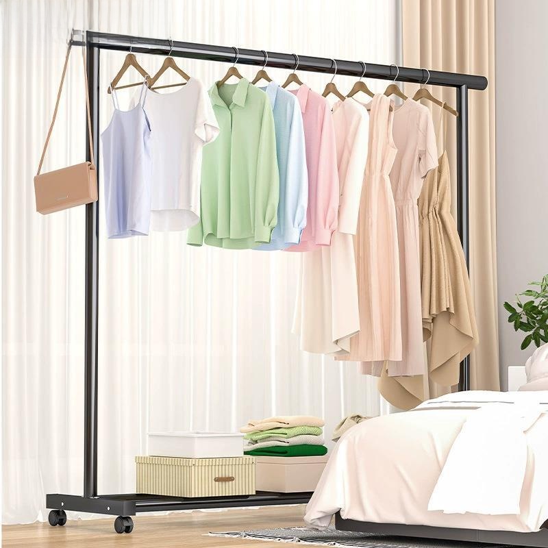 Portable Metal Clothes Hanger for Clothing Store Display Stand Free Standing with Wheel Water Pipe Clothes Drng Ra