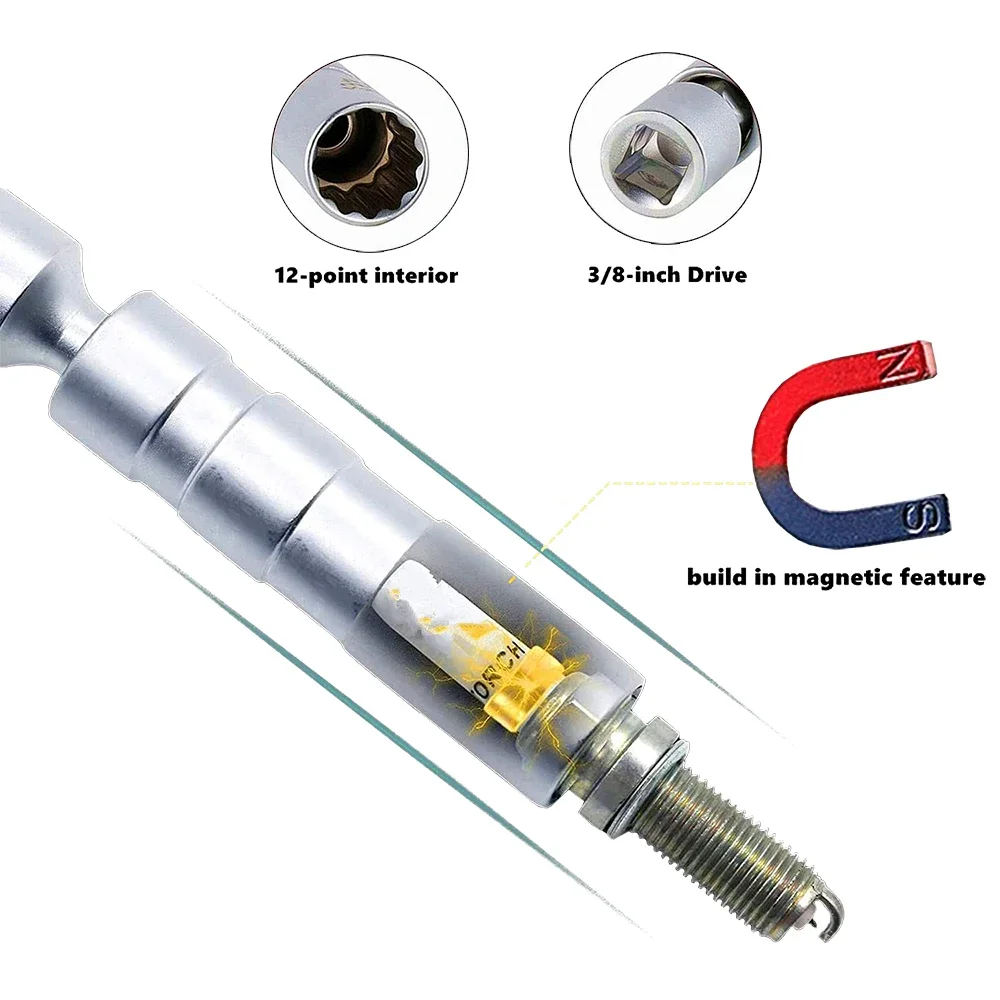1 PC 14/16mm Spark Plug SOCKET ประแจอะแดปเตอร์ชุด Universal Joint แม่เหล็กยืดหยุ่นซ็อกเก็ตบางไดรฟ์รถซ่อมเครื่องมือ