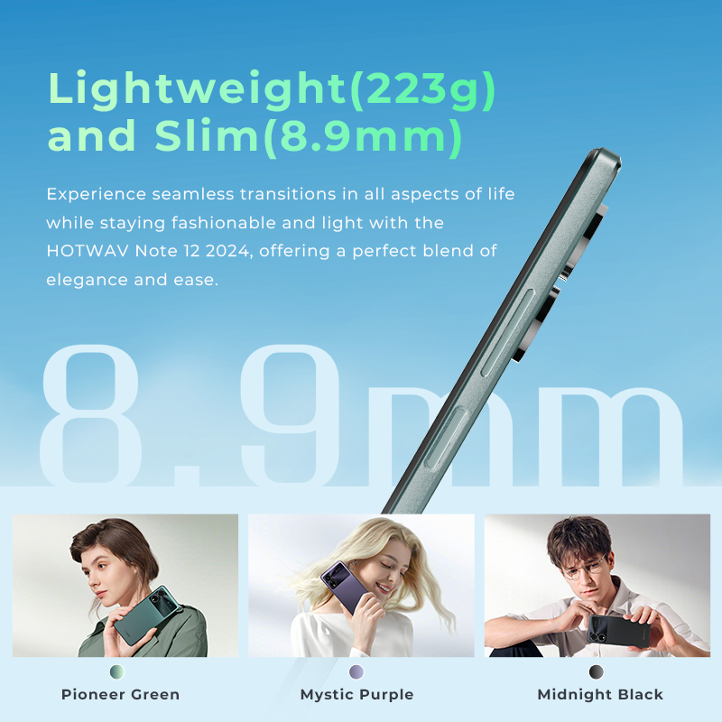 Hotwav note 12 2024 smartphone 6.8 ''grande display android 14 os 16(6 + 10)gb 128gb telefone móvel 48mp 5160mah celular ultrafino