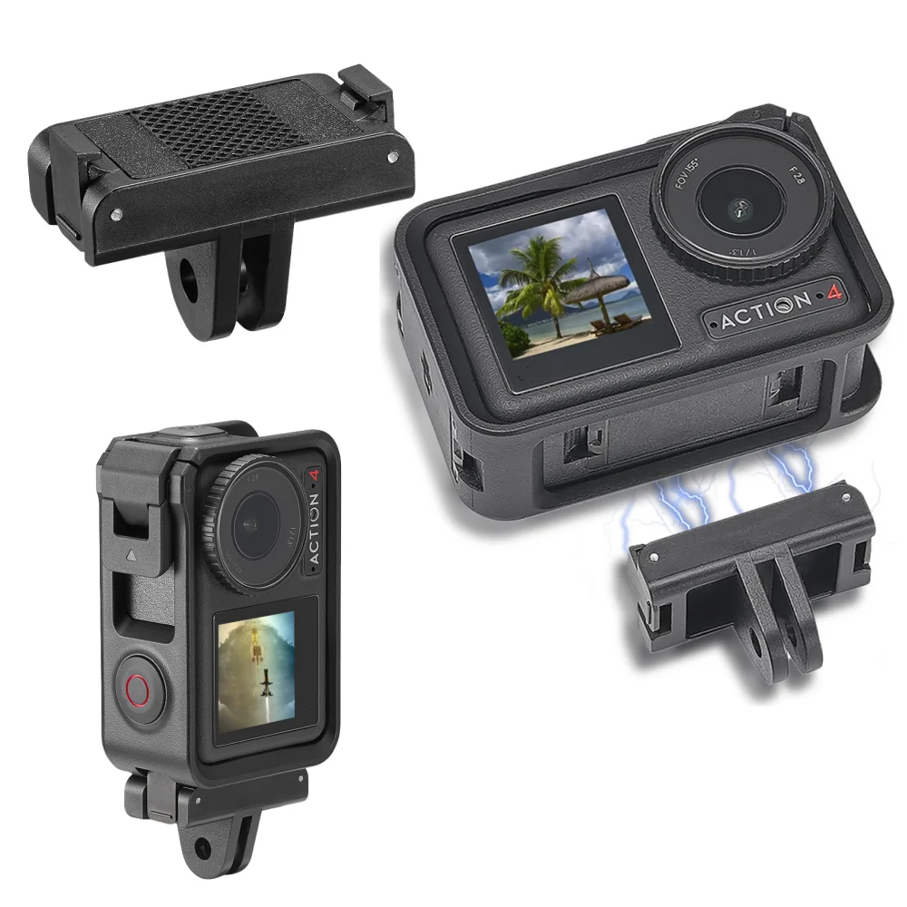 Adaptador magnético de duas garras, rosca 1/4 para dji action 4 3, porta universal para dji action 4 /dji action 3, acessórios para câmera